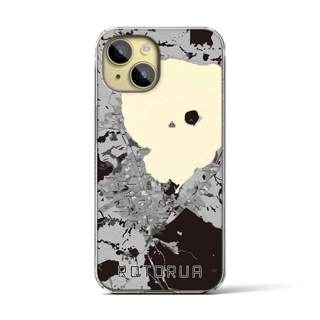 【ロトルア(ニュージーランド)】地図柄iPhoneケース(クリアタイプ)