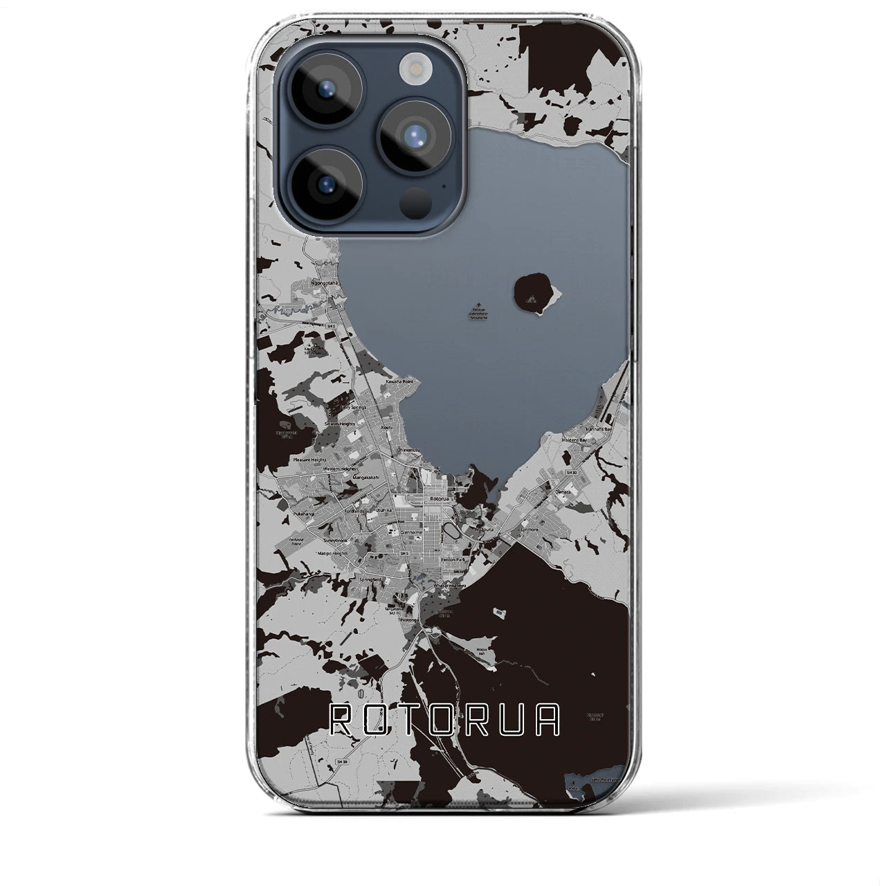 【ロトルア(ニュージーランド)】地図柄iPhoneケース(クリアタイプ)
