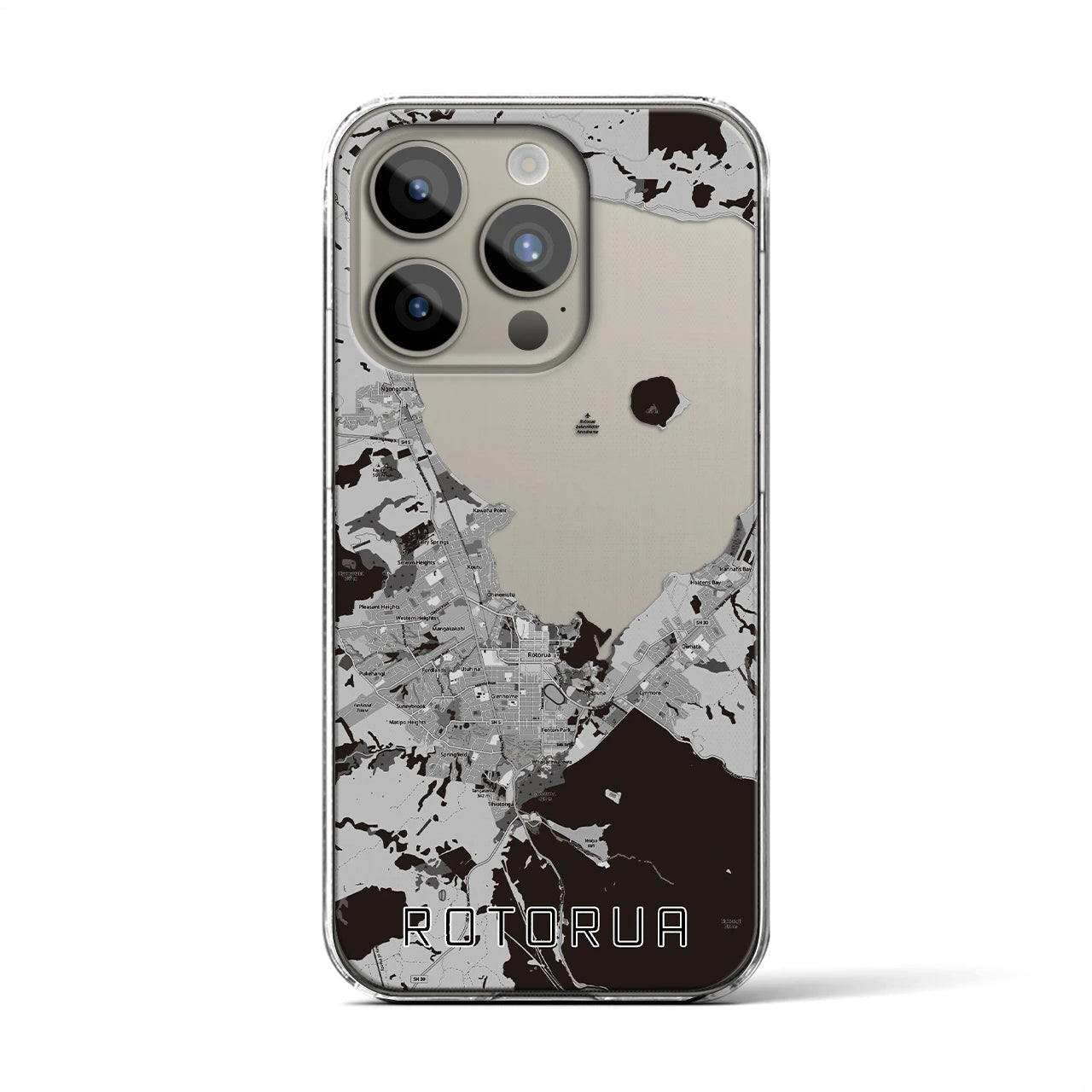 【ロトルア(ニュージーランド)】地図柄iPhoneケース(クリアタイプ)