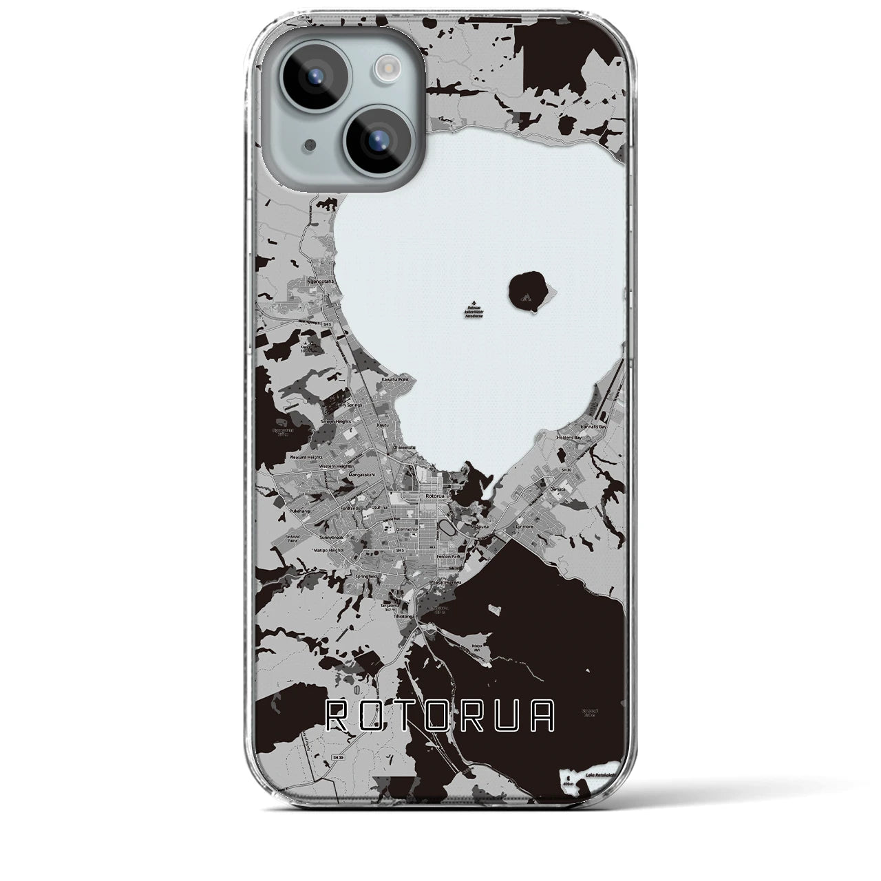 【ロトルア(ニュージーランド)】地図柄iPhoneケース(クリアタイプ)