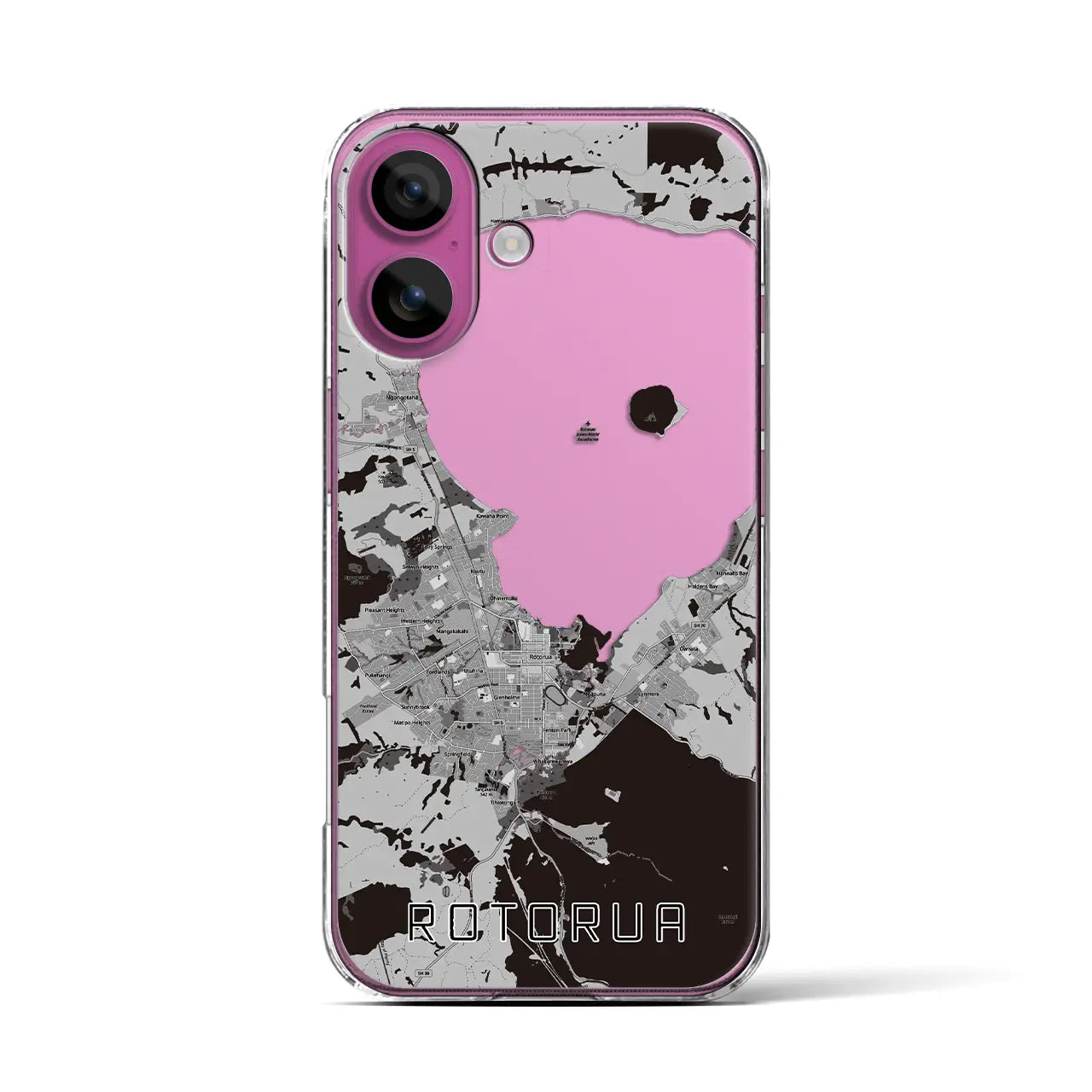 【ロトルア(ニュージーランド)】地図柄iPhoneケース(クリアタイプ)