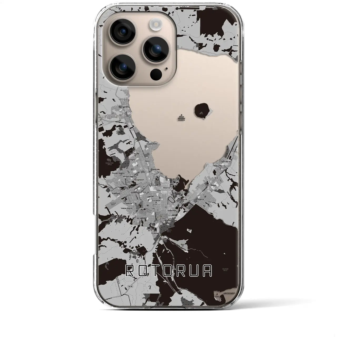 【ロトルア(ニュージーランド)】地図柄iPhoneケース(クリアタイプ)