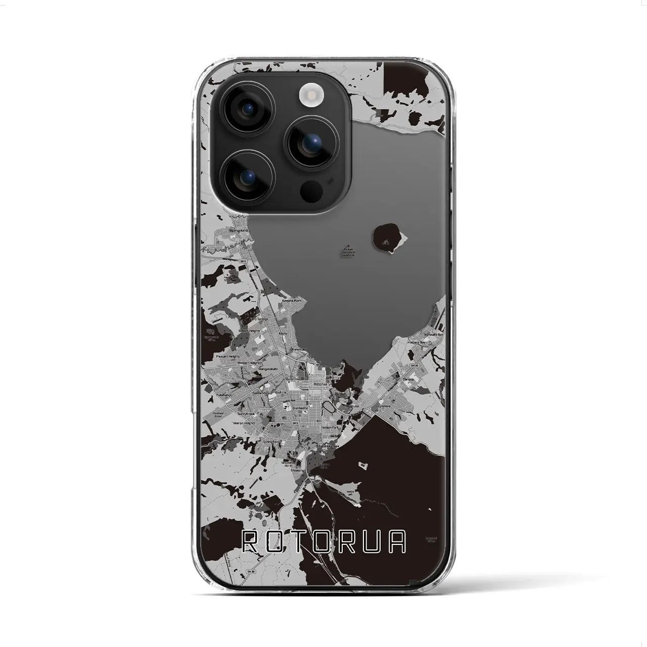 【ロトルア(ニュージーランド)】地図柄iPhoneケース(クリアタイプ)