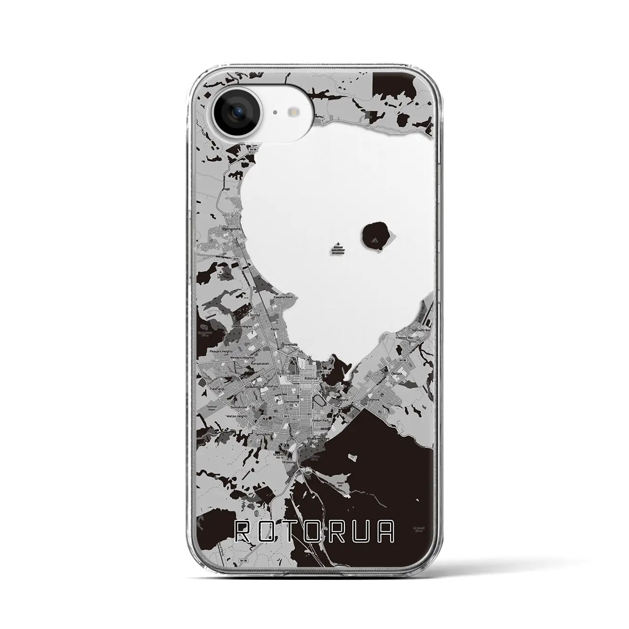 【ロトルア(ニュージーランド)】地図柄iPhoneケース(クリアタイプ)