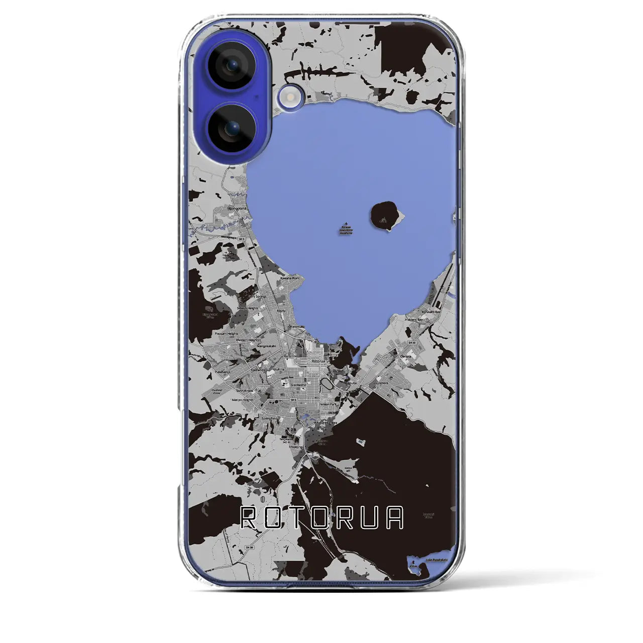 【ロトルア(ニュージーランド)】地図柄iPhoneケース(クリアタイプ)