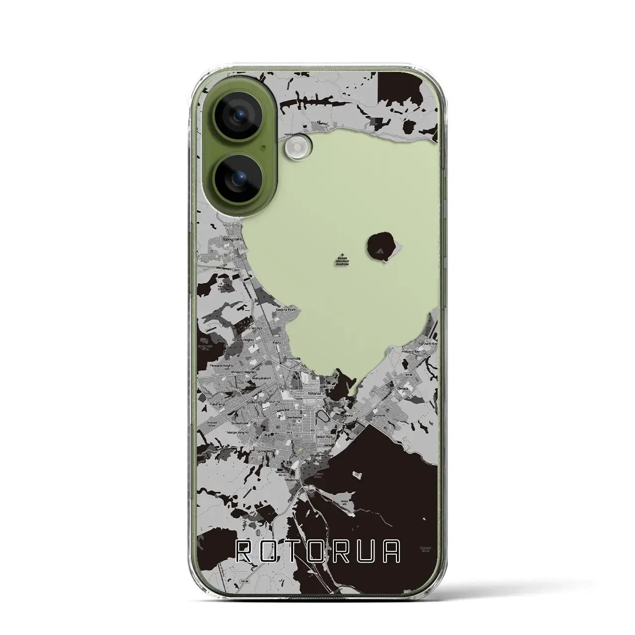 【ロトルア(ニュージーランド)】地図柄iPhoneケース(クリアタイプ)