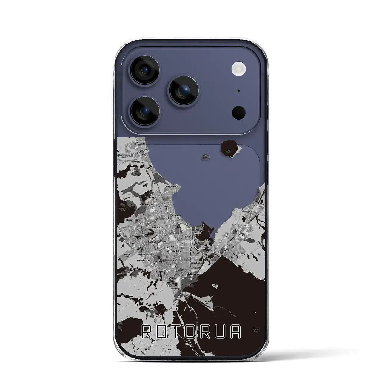 【ロトルア(ニュージーランド)】地図柄iPhoneケース(クリアタイプ)