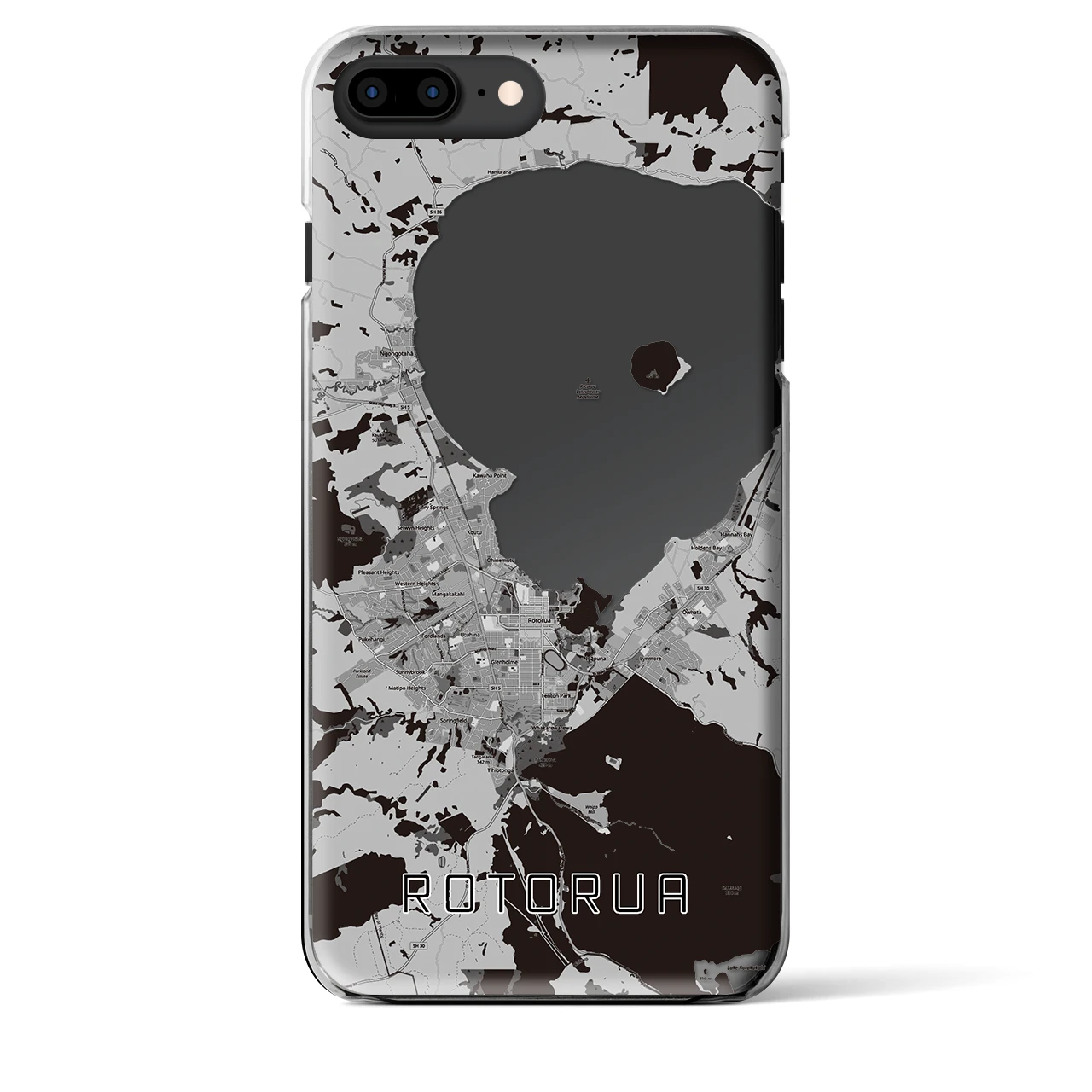【ロトルア(ニュージーランド)】地図柄iPhoneケース(クリアタイプ)