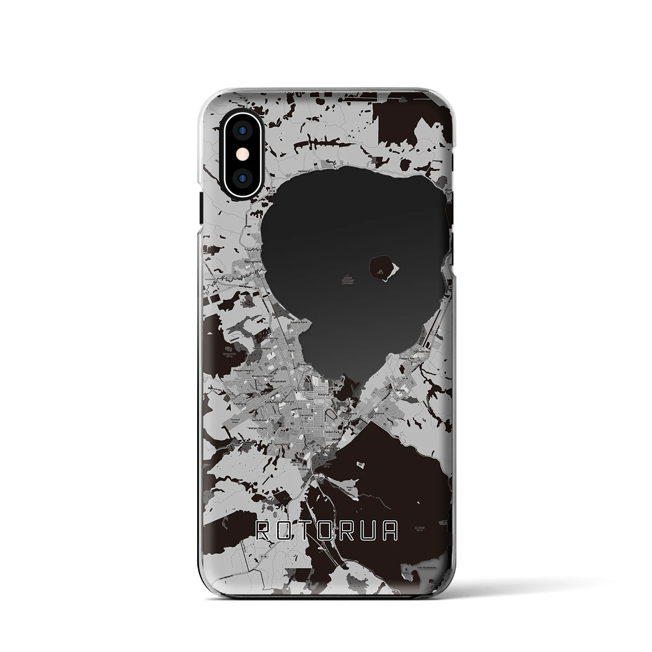 【ロトルア(ニュージーランド)】地図柄iPhoneケース(クリアタイプ)