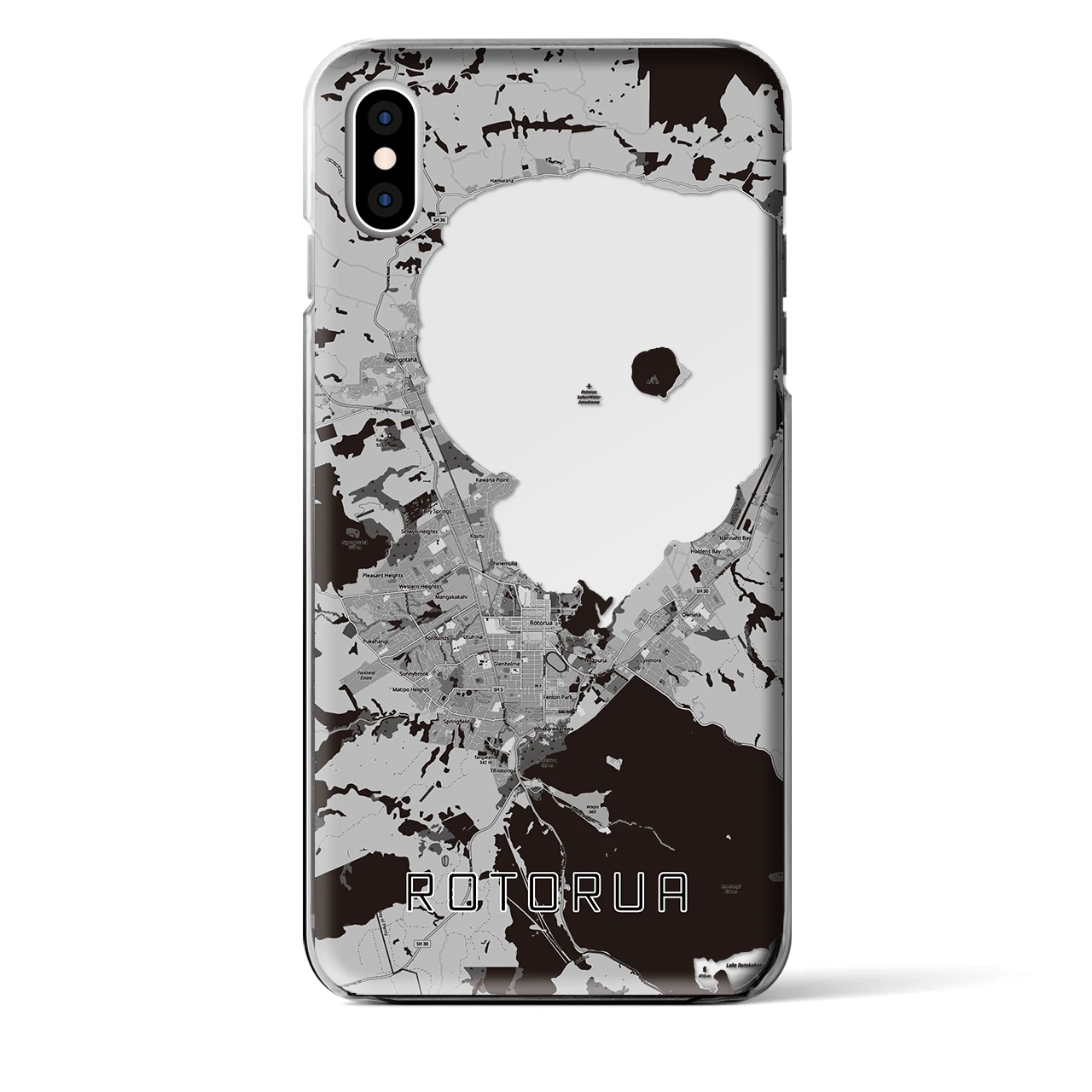 【ロトルア(ニュージーランド)】地図柄iPhoneケース(クリアタイプ)