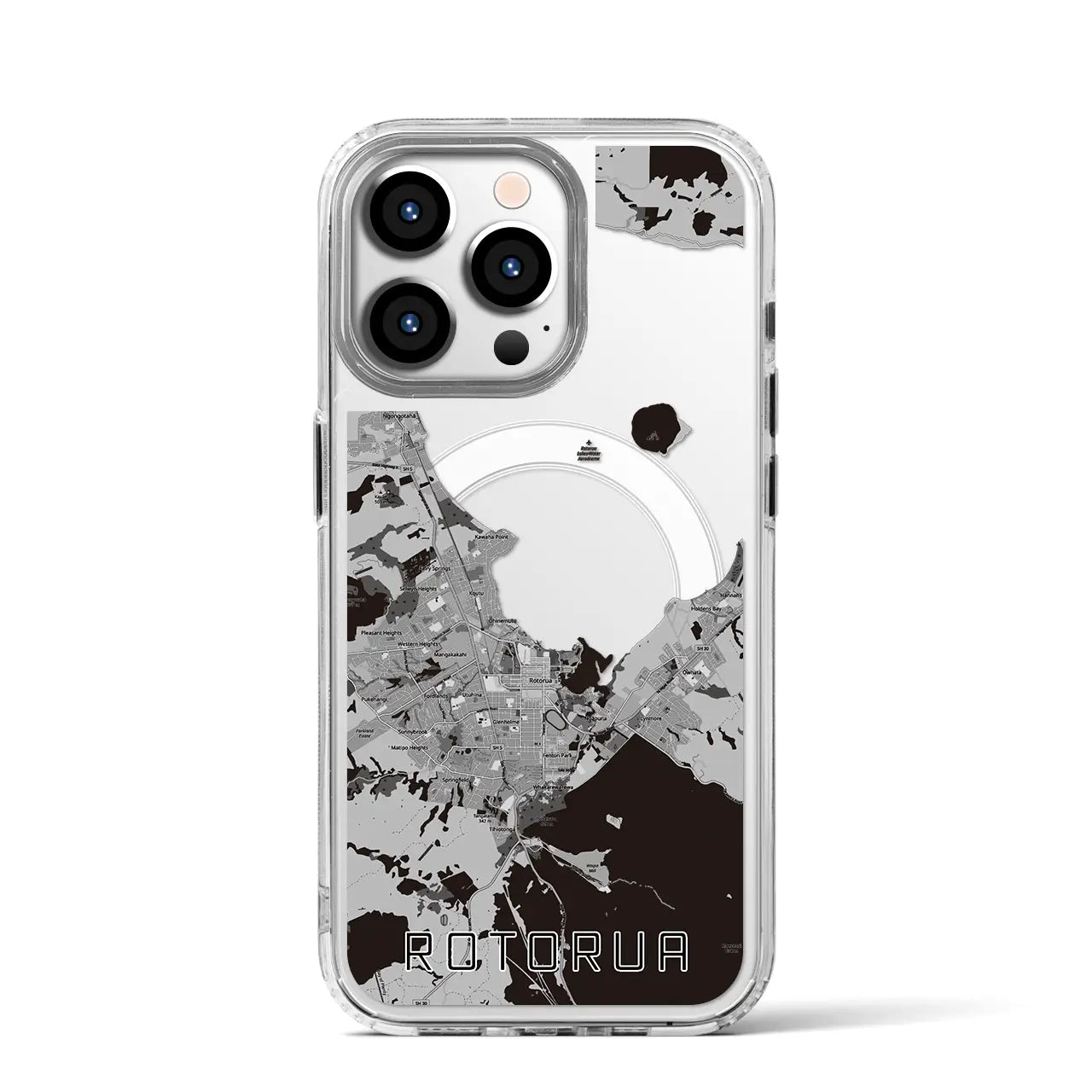 【ロトルア(ニュージーランド)】地図柄iPhoneケース(MagSafeタイプ)