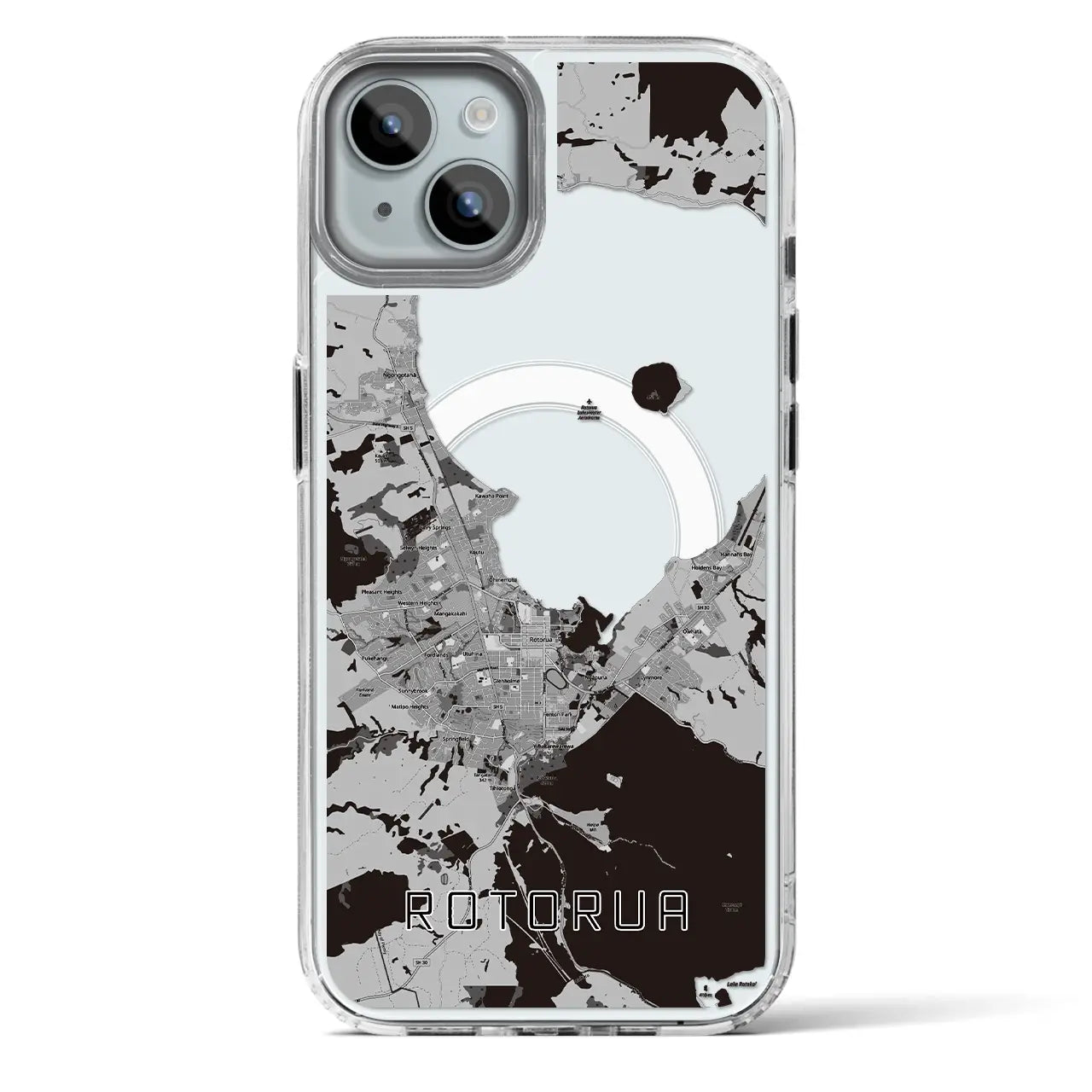 【ロトルア(ニュージーランド)】地図柄iPhoneケース(MagSafeタイプ)