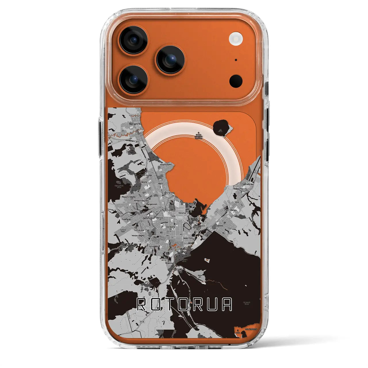 【ロトルア(ニュージーランド)】地図柄iPhoneケース(MagSafeタイプ)