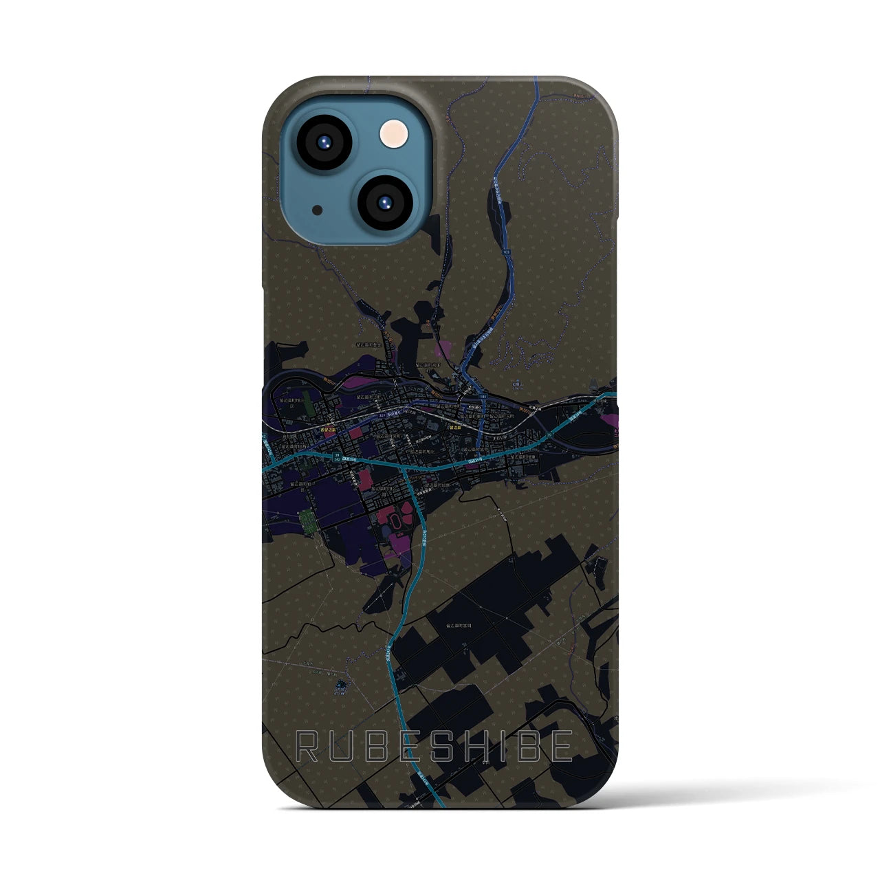 【留辺蘂(北海道)】地図柄iPhoneケース(バックカバータイプ)