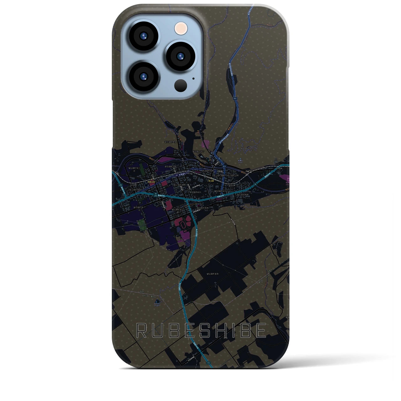 【留辺蘂(北海道)】地図柄iPhoneケース(バックカバータイプ)