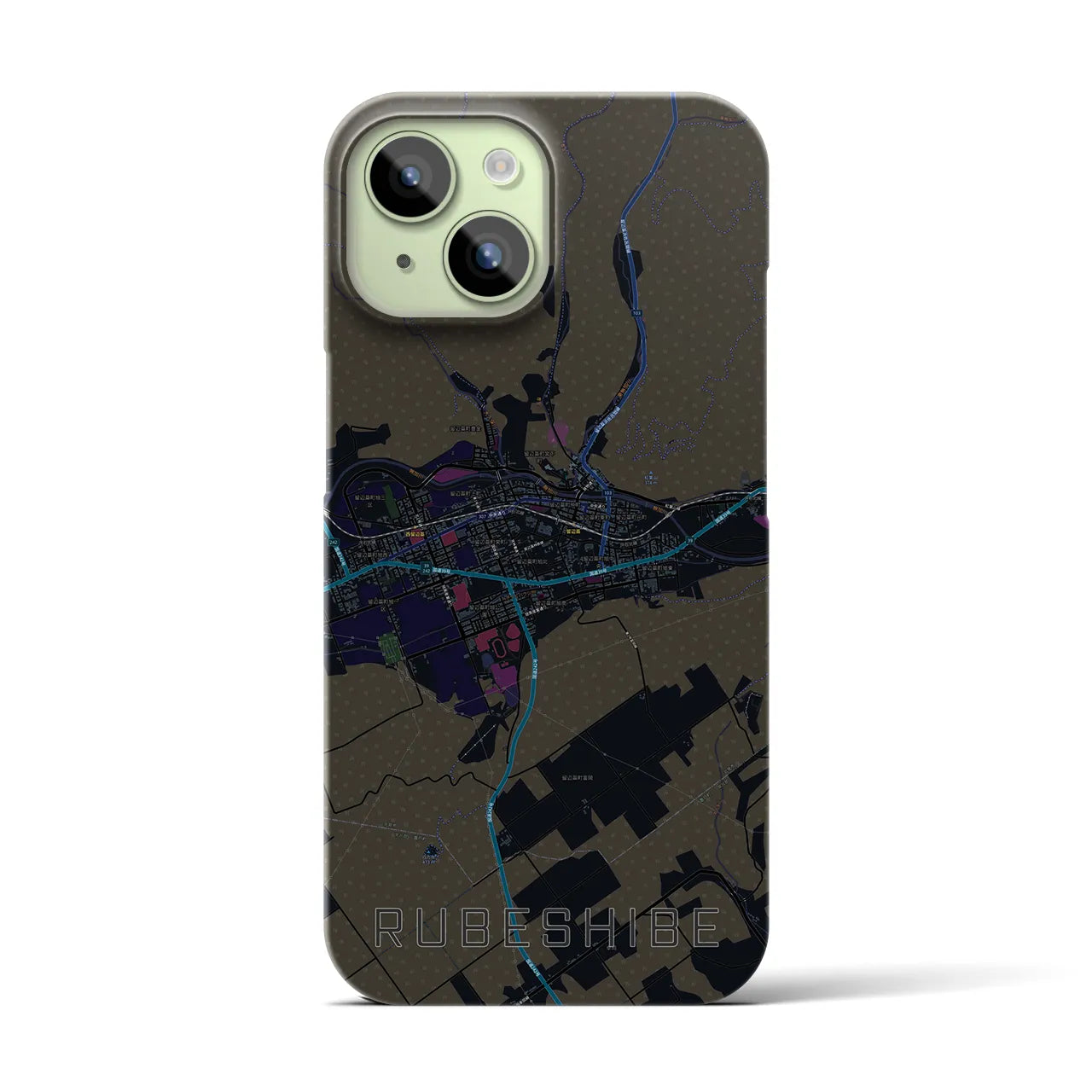 【留辺蘂(北海道)】地図柄iPhoneケース(バックカバータイプ)