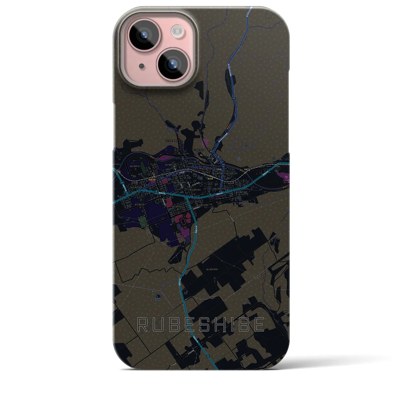 【留辺蘂(北海道)】地図柄iPhoneケース(バックカバータイプ)