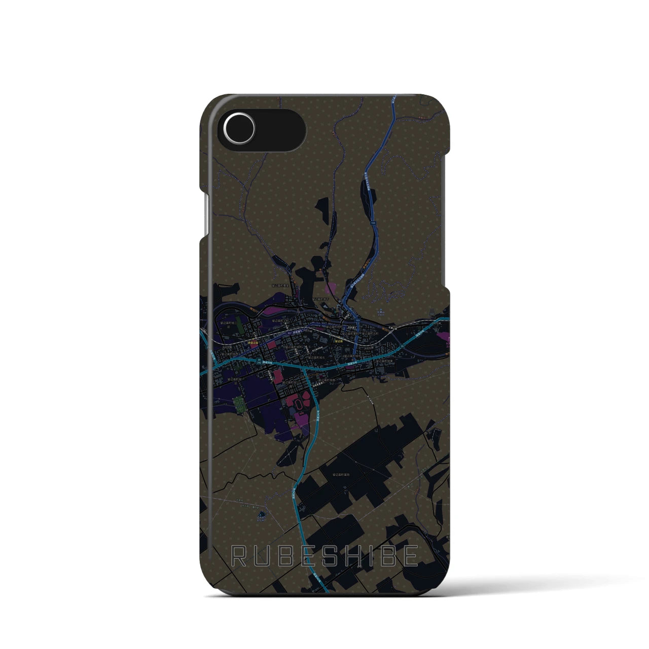 【留辺蘂(北海道)】地図柄iPhoneケース(バックカバータイプ)