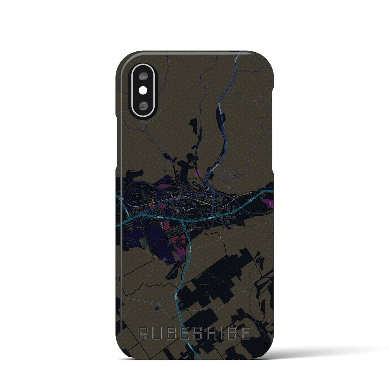 【留辺蘂(北海道)】地図柄iPhoneケース(バックカバータイプ)