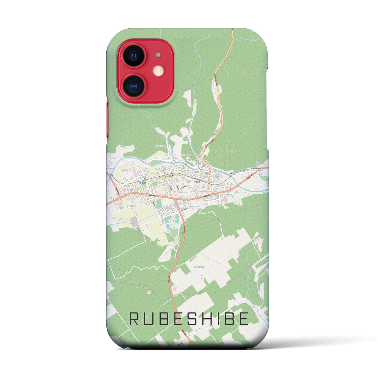 【留辺蘂(北海道)】地図柄iPhoneケース(バックカバータイプ)