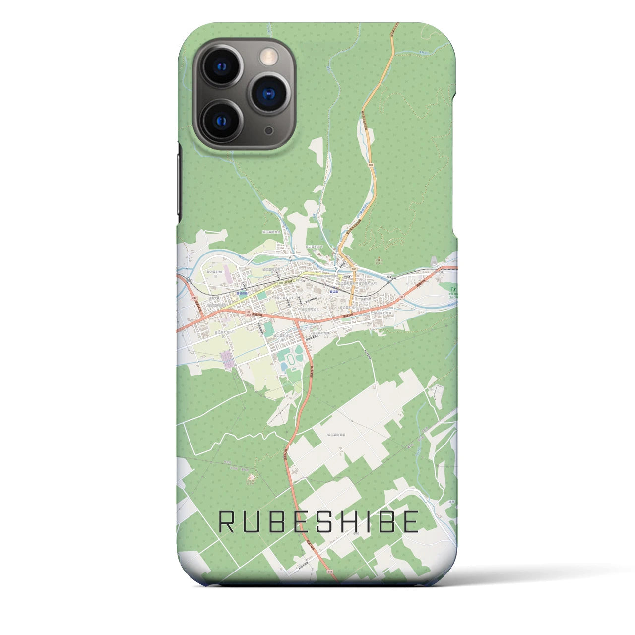 【留辺蘂(北海道)】地図柄iPhoneケース(バックカバータイプ)