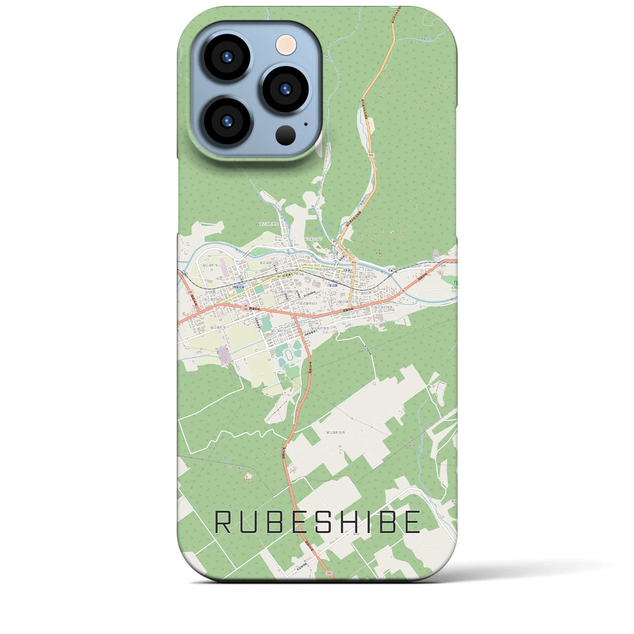 【留辺蘂(北海道)】地図柄iPhoneケース(バックカバータイプ)