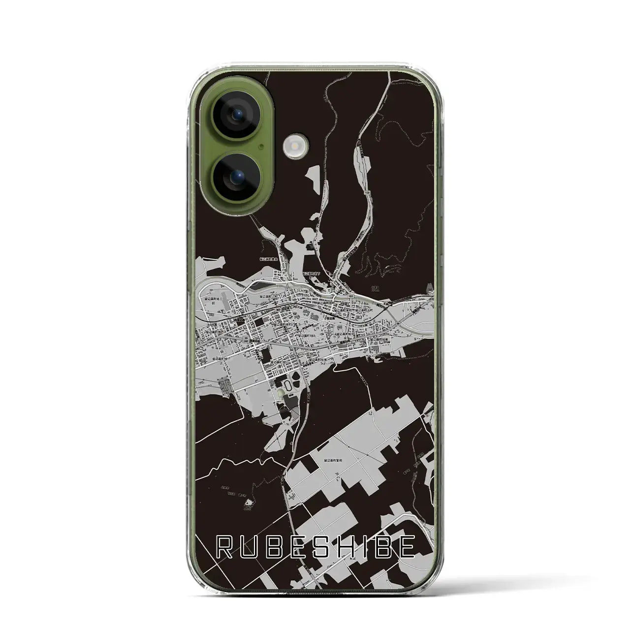 【留辺蘂(北海道)】地図柄iPhoneケース(クリアタイプ)モノトーン・iPhone 17 Pro Max 用