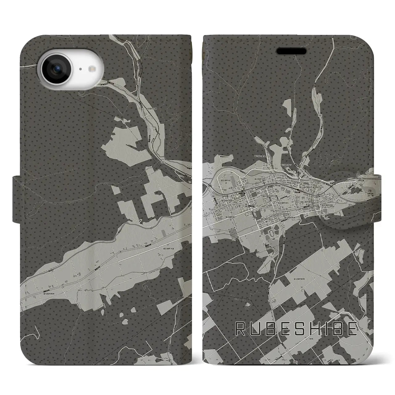 【留辺蘂(北海道)】地図柄iPhoneケース(手帳タイプ)