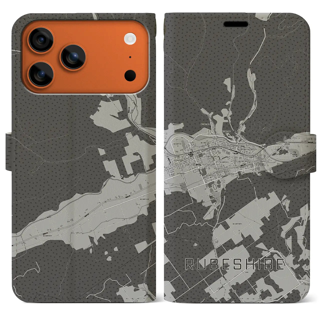 【留辺蘂(北海道)】地図柄iPhoneケース(手帳タイプ)