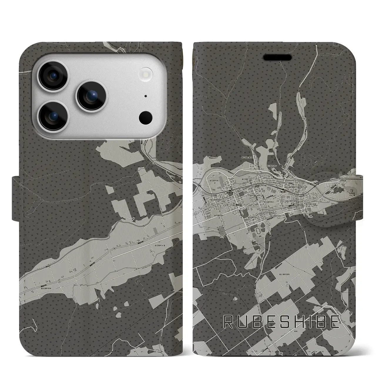 【留辺蘂(北海道)】地図柄iPhoneケース(手帳タイプ)