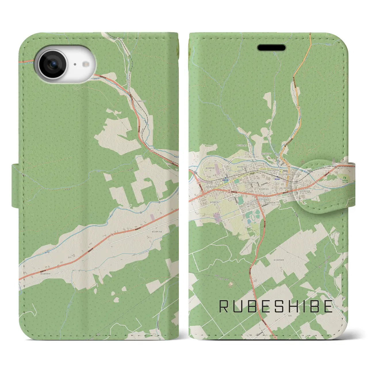 【留辺蘂(北海道)】地図柄iPhoneケース(手帳タイプ)