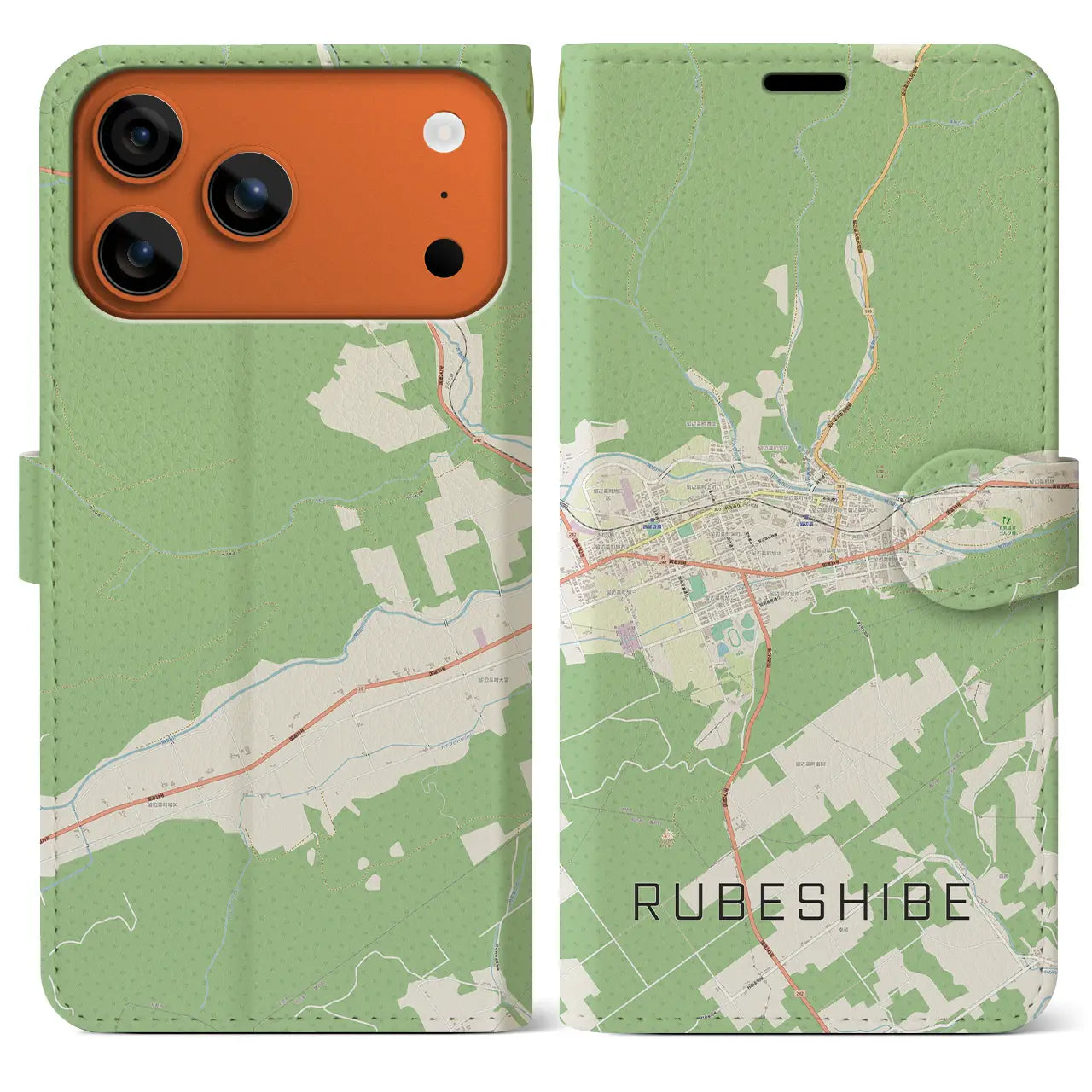 【留辺蘂(北海道)】地図柄iPhoneケース(手帳タイプ)