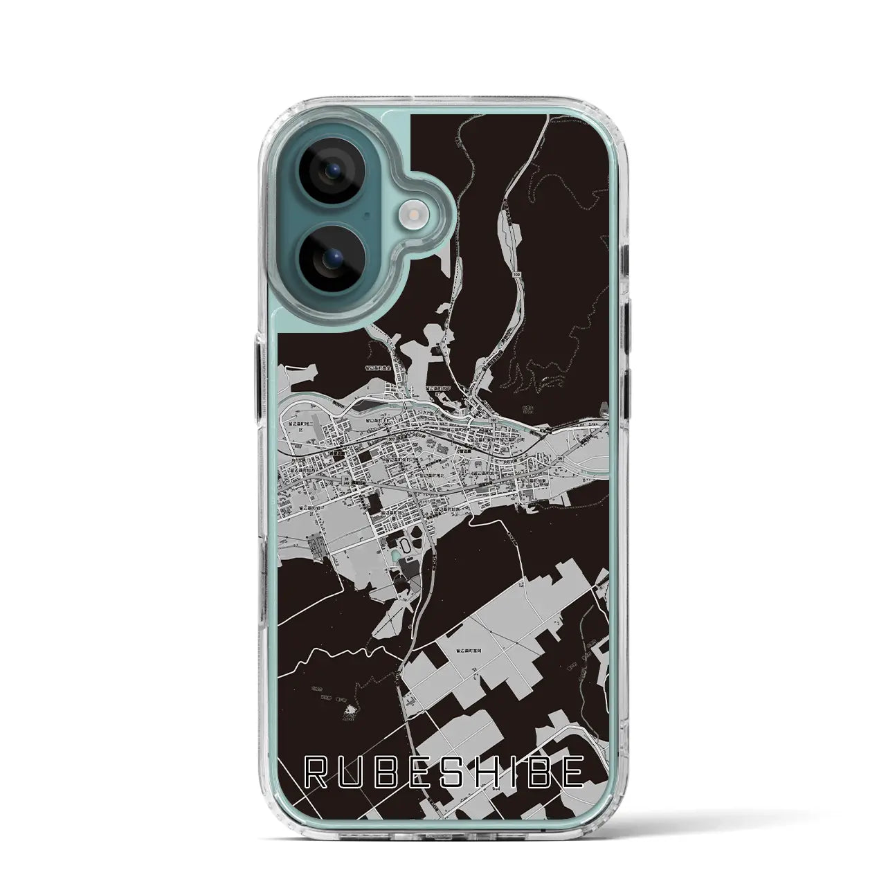 【留辺蘂(北海道)】地図柄iPhoneケース(MagSafeタイプ)モノトーン・iPhone 16 Pro 用