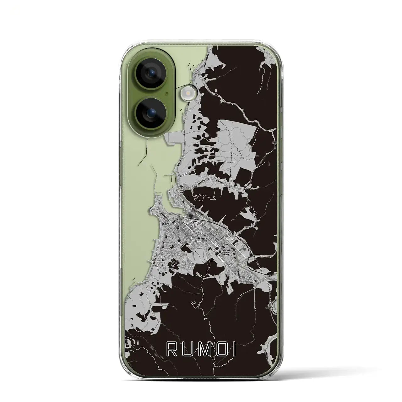 【留萌(北海道)】地図柄iPhoneケース(クリアタイプ)モノトーン・iPhone 17 Pro Max 用