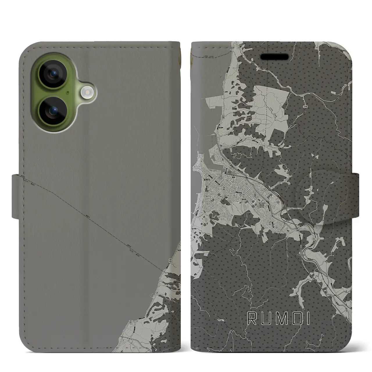 【留萌(北海道)】地図柄iPhoneケース(手帳タイプ)