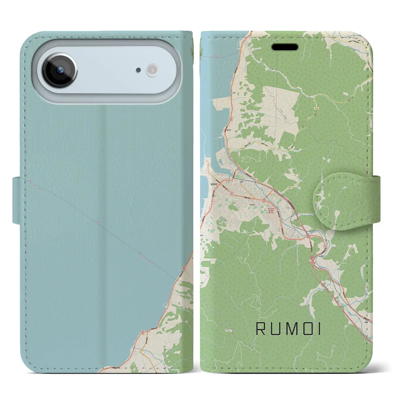 【留萌(北海道)】地図柄iPhoneケース(手帳タイプ)