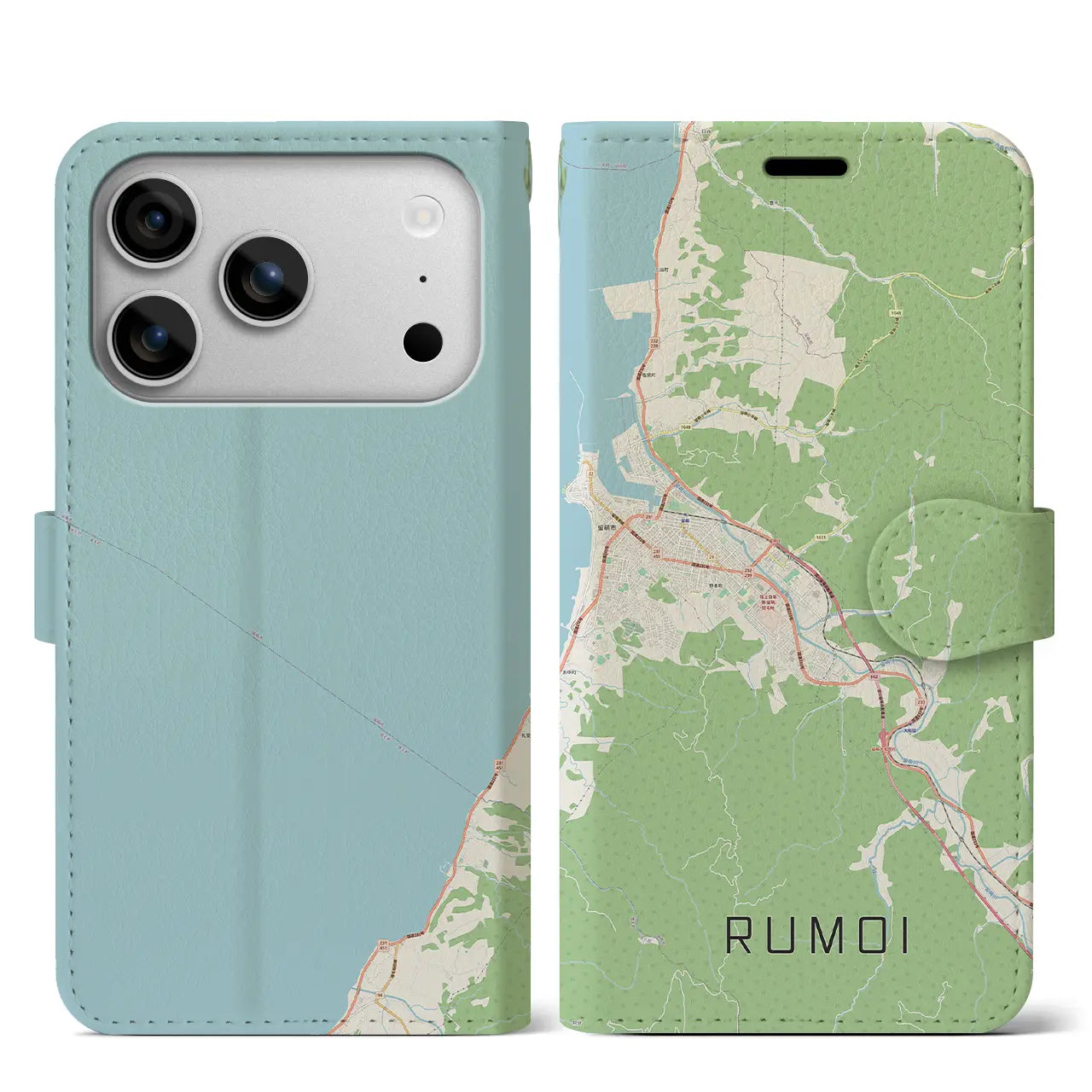 【留萌(北海道)】地図柄iPhoneケース(手帳タイプ)