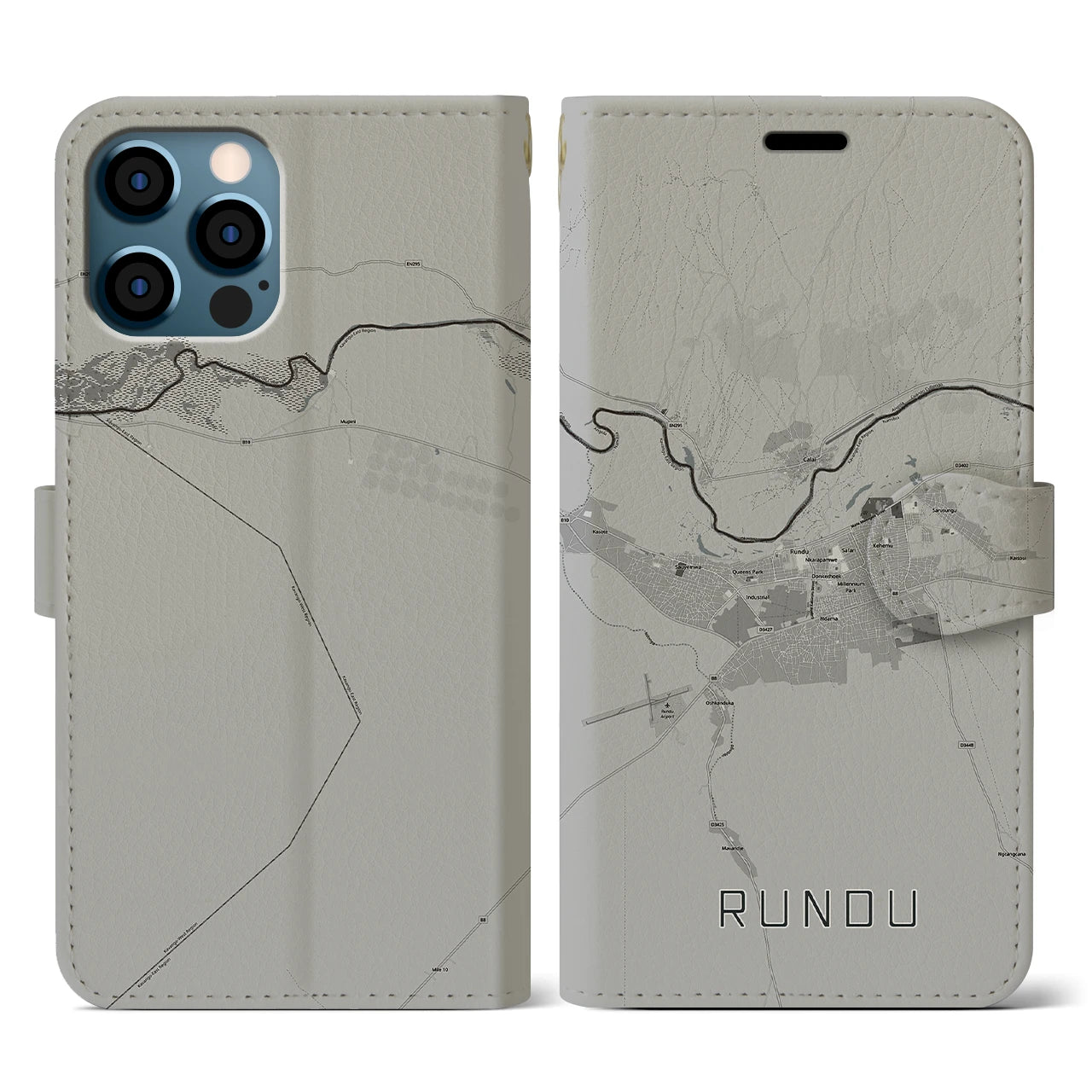 【ルンドゥ(ナミビア)】地図柄iPhoneケース(手帳タイプ)