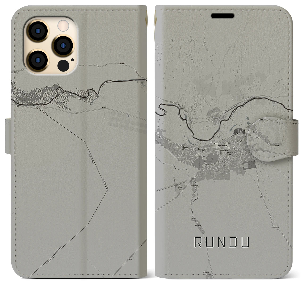 【ルンドゥ(ナミビア)】地図柄iPhoneケース(手帳タイプ)