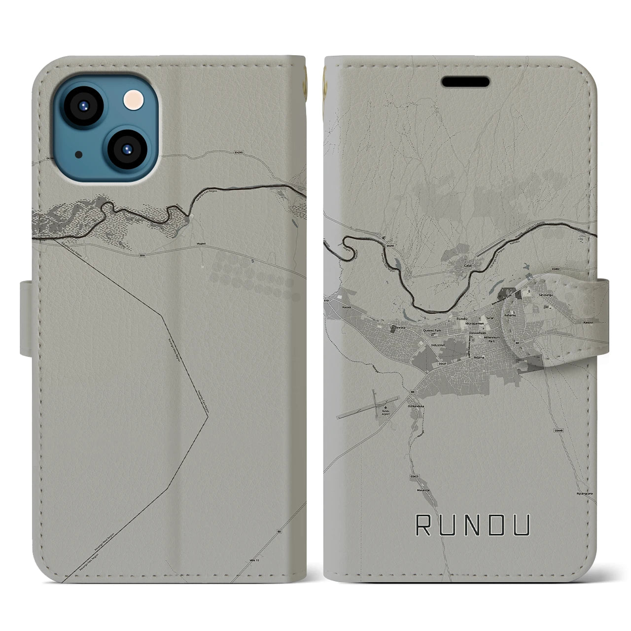 【ルンドゥ(ナミビア)】地図柄iPhoneケース(手帳タイプ)