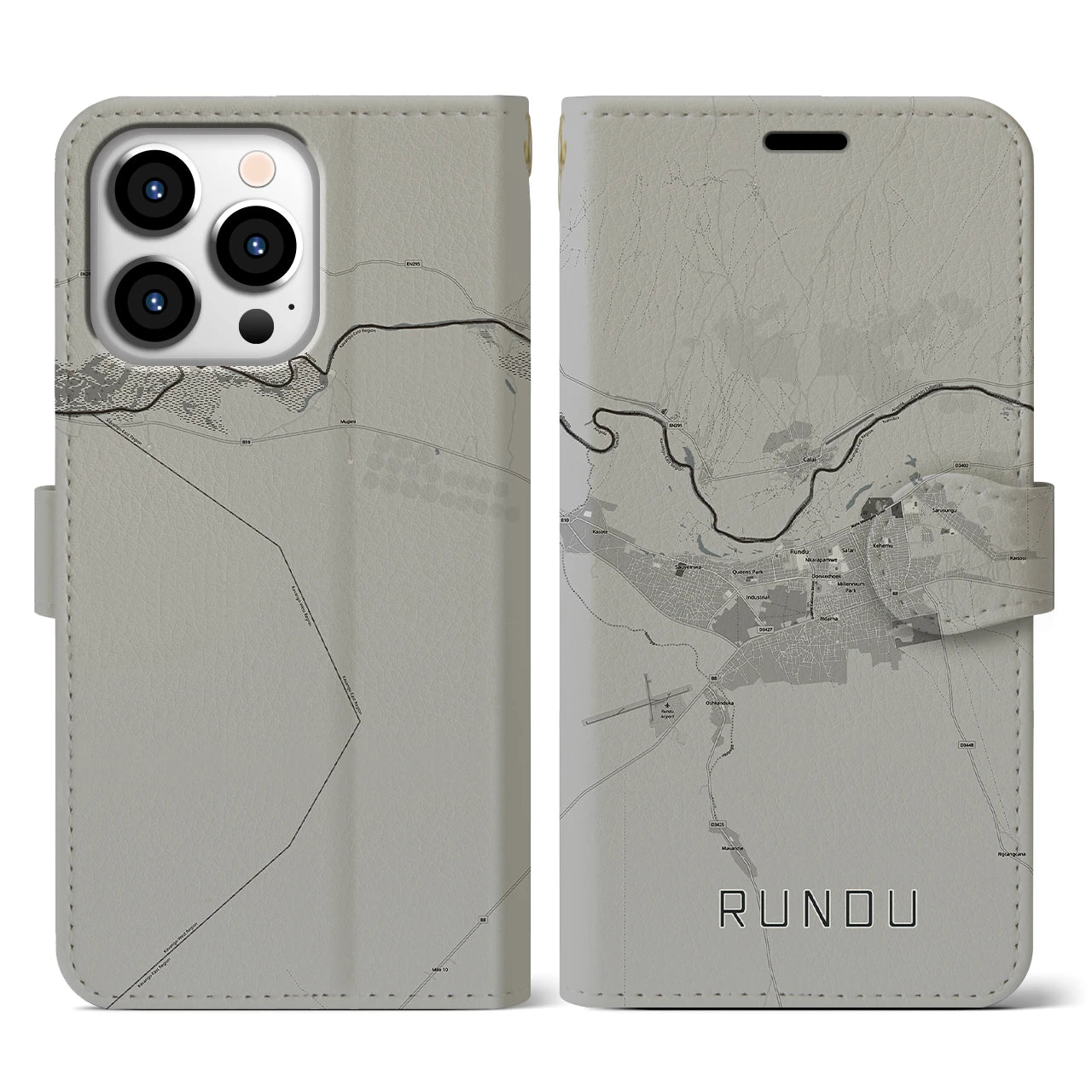 【ルンドゥ(ナミビア)】地図柄iPhoneケース(手帳タイプ)