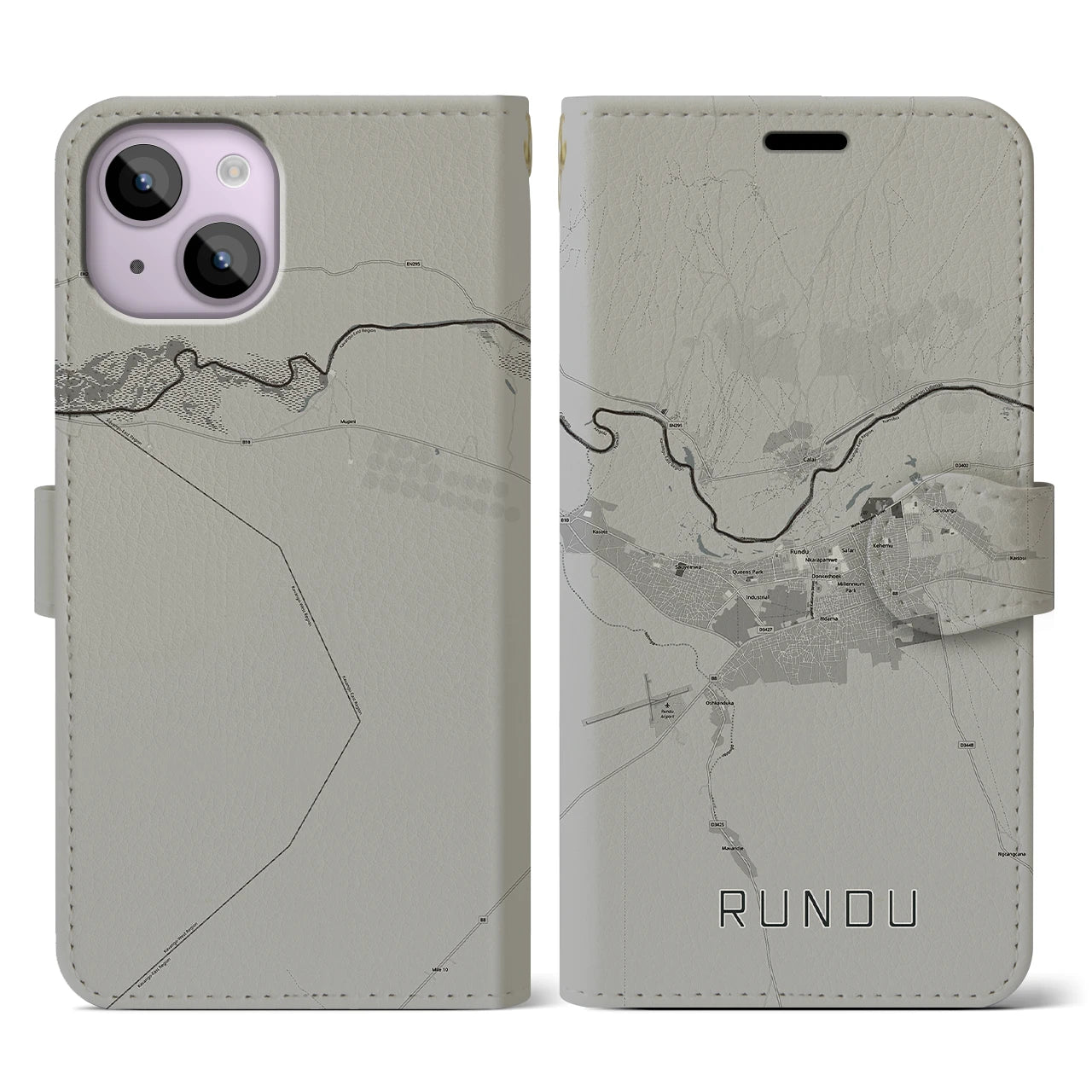 【ルンドゥ(ナミビア)】地図柄iPhoneケース(手帳タイプ)