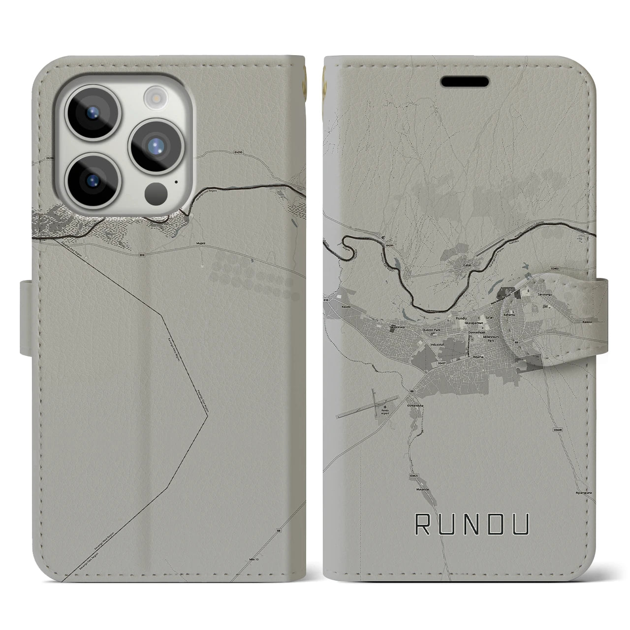 【ルンドゥ(ナミビア)】地図柄iPhoneケース(手帳タイプ)
