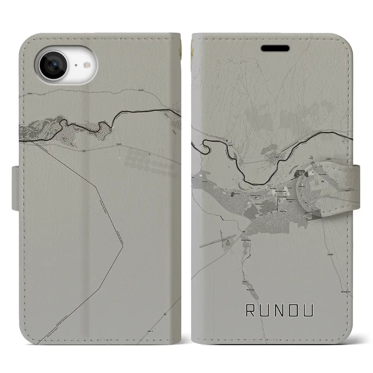 【ルンドゥ(ナミビア)】地図柄iPhoneケース(手帳タイプ)