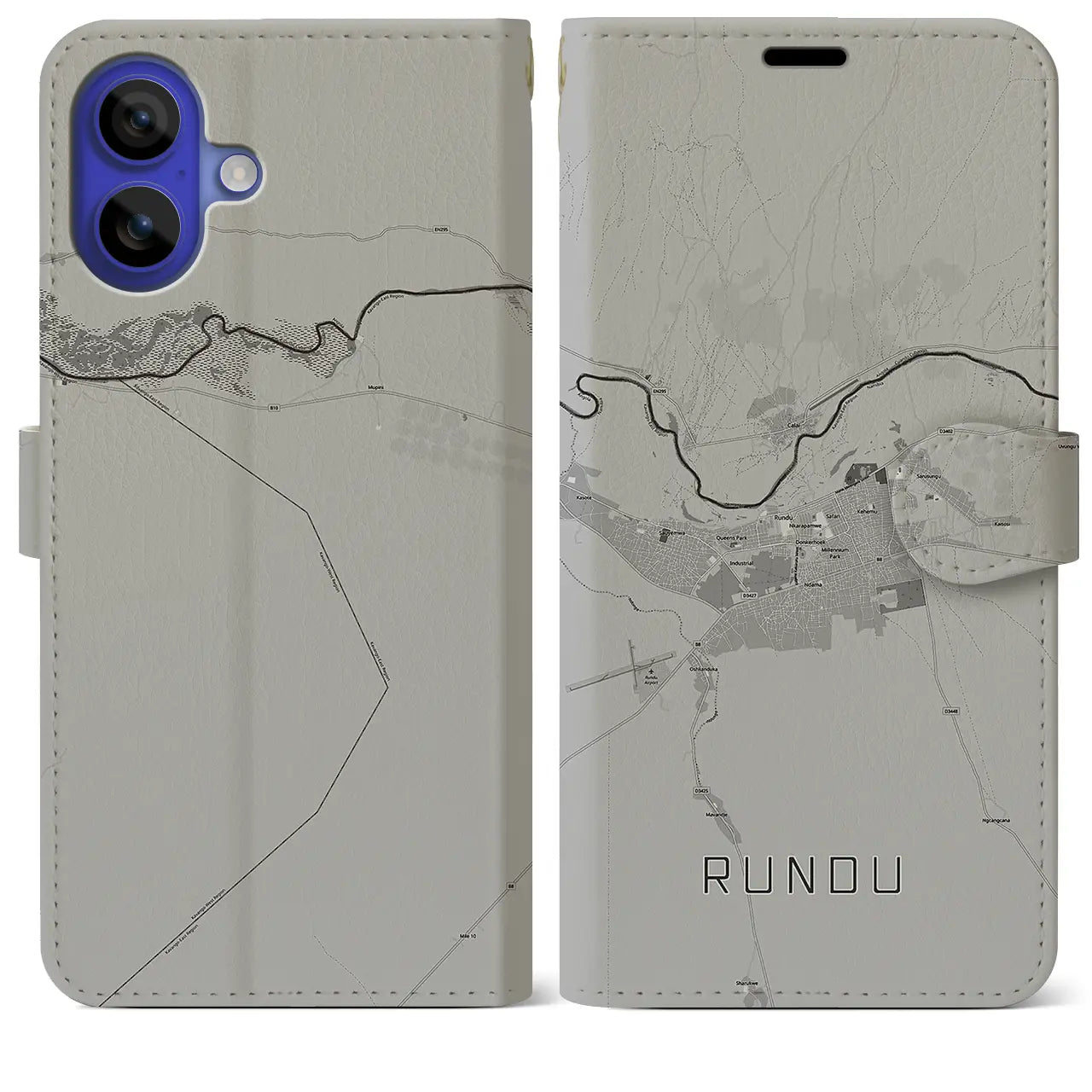 【ルンドゥ(ナミビア)】地図柄iPhoneケース(手帳タイプ)
