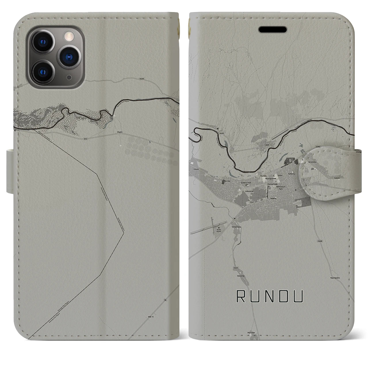 【ルンドゥ(ナミビア)】地図柄iPhoneケース(手帳タイプ)