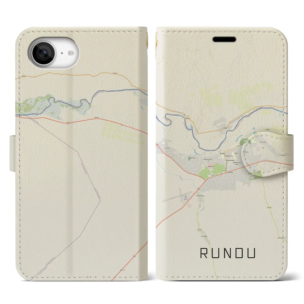 【ルンドゥ(ナミビア)】地図柄iPhoneケース(手帳タイプ)