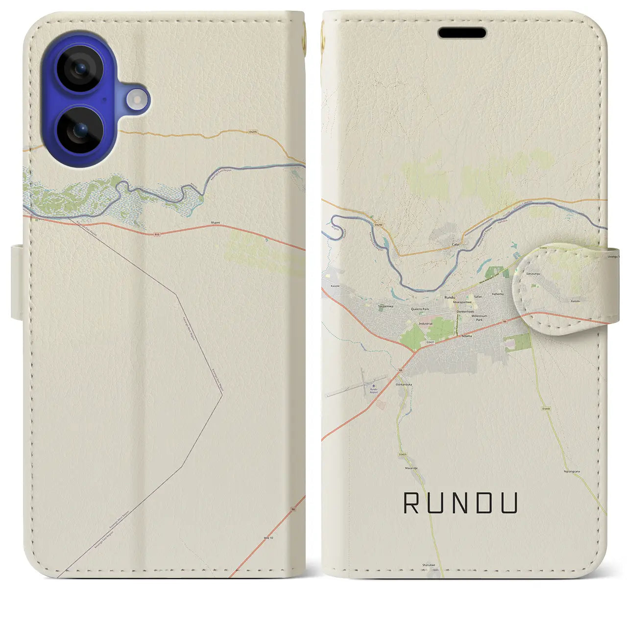 【ルンドゥ(ナミビア)】地図柄iPhoneケース(手帳タイプ)ナチュラル・iPhone 16 Pro Max 用