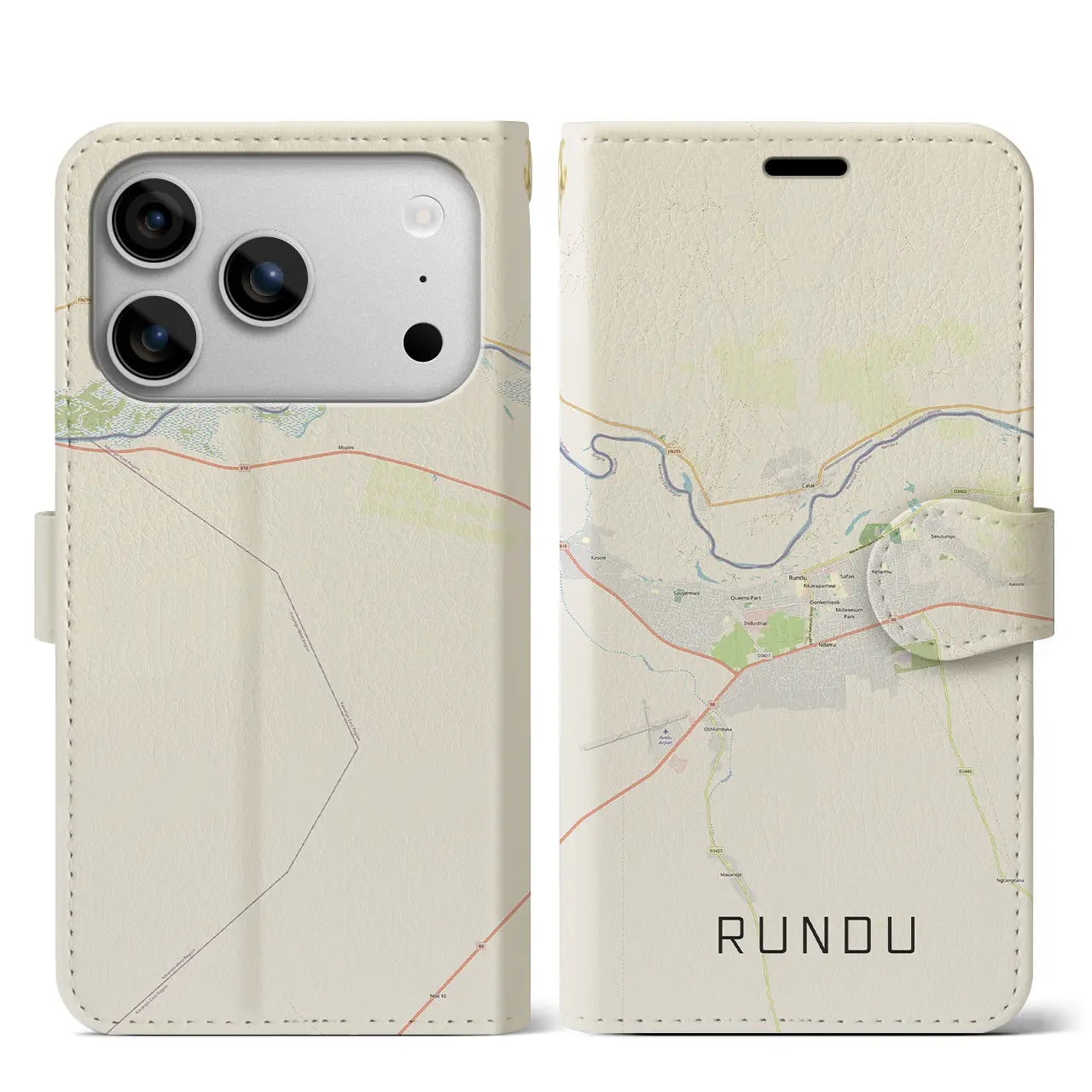 【ルンドゥ(ナミビア)】地図柄iPhoneケース(手帳タイプ)