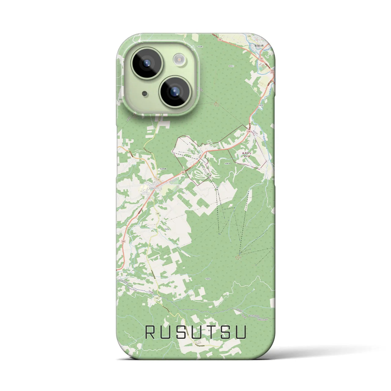 【留寿都(北海道)】地図柄iPhoneケース(バックカバータイプ)